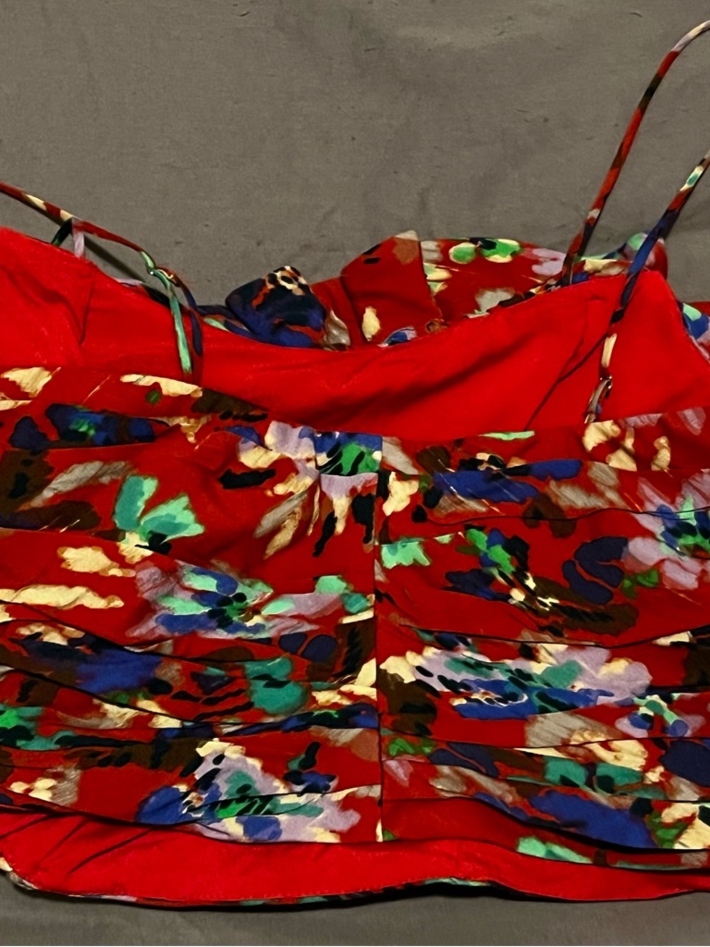 Zara Red Multicolor Floral Ruffle Cami - Picture 2 of 5